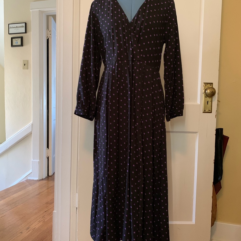 Madewell Faux-Wrap Midi Dress in Polka Dot